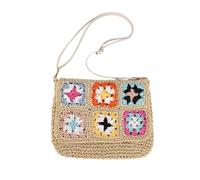 SLXLYH Bolso de hombro, bolso cruzado para mujer, étnico, vintage, tejido con solapa, bolso cruzado cruzado para vacaciones en la playa, ganchillo, bolso de hombro con flores coloridas con correa