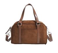 SLXLYH Bolso de mano vintage de piel sintética para mujer con gran espacio de almacenamiento, correa ajustable, bolso cruzado para uso diario, gamuza sintética con asa superior, Brown, With pendant
