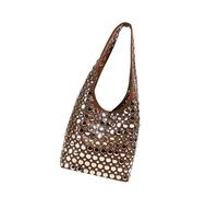 SLXLYH Bolso de piel sintética para las axilas con tachuelas de moda, bolso de noche, bolso de compras para mujeres y niñas, ligero, Brown, One Size