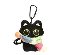 SLXLYH Bonito llavero de peluche de gato negro, adorable accesorio de monedero, colgante único para mujeres y estudiantes, Suéter arcoíris, Cat height 9.5 cm width 7.5 cm