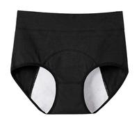 SLXLYH Bragas menstruales de algodón de cintura alta sin costuras para mujer, diseño a prueba de fugas, tela transpirable, cómoda, cómoda y menstrual, Negro, 3XL