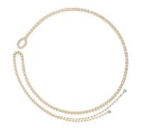 SLXLYH Cadena de cintura adornada con diamantes de imitación para mujer, elegante cadena para el cuerpo para uso nocturno, See size chart, Metal