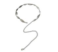 SLXLYH Cadena de cintura con diseño de hojas plateadas vintage con accesorio de longitud ajustable para mujeres de moda que buscan estilos únicos, Total length: 120cm, Metal