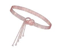 SLXLYH Cadena de cintura con flecos brillantes para mujer, cinturón de cadena de diamantes de imitación, ropa de playa, cadena corporal, vestido formal, adorno de cintura, tassels is about 120 cm