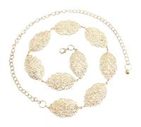 SLXLYH Cadena de cintura en forma de hoja, elegante, cadena de cuerpo, longitud ajustable, para vestidos y jeans, See dimensional drawing, aleación