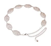 SLXLYH Cadena de cintura en forma de hoja, elegante, cadena de cuerpo, longitud ajustable, para vestidos y jeans, See dimensional drawing, aleación