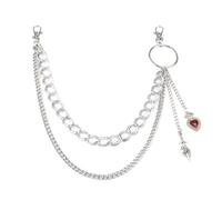 SLXLYH Cadena de cintura multicapa con colgante de corazón, dije de cintura, ropa de calle, cadena estética para el cuerpo, cadena para pantalones para adultos, Length: about 48cm, Metal