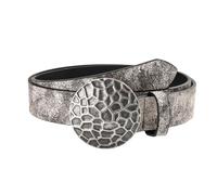 SLXLYH Cinturón de cintura con patrón étnico para pantalones vaqueros, cintura desgastada, estilo occidental, hebilla tallada, cinturón de poliuretano, correa de cintura unisex, 110 cm, gris abuela