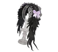 SLXLYH Diadema de ala punk, accesorio para el pelo de anime punk oscuro, diadema ajustable con lazo para mujeres, adolescentes, fiestas de máscaras, color negro