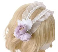 SLXLYH Diademas de encaje con flores francesas, accesorio delicado y elegante para mujeres y niñas (color morado)