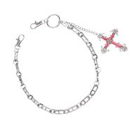 SLXLYH Elegante cadena con colgante de cruces, cadena de moda para pantalones de calle, cadena unisex para entusiastas de la ropa urbana (1 rojo), See size chart, Metal