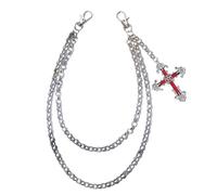 SLXLYH Elegante cadena con colgante de cruces, cadena de moda para pantalones de calle, unisex, cadena de moda para entusiastas de la ropa urbana (2 rojas), See size chart, Metal