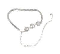 SLXLYH Elegante cadena de cintura ajustable de metal con diamantes de imitación para vestidos y ocasiones especiales, See dimensional drawing, aleación