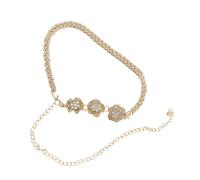 SLXLYH Elegante cadena de cintura ajustable de metal con diamantes de imitación para vestidos y ocasiones especiales, See dimensional drawing, Metal