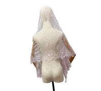 SLXLYH Elegante chal de encaje negro para boda, evento, accesorio tradicional de mantilla de tela de poliéster transpirable ligero (rosa)