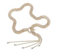 SLXLYH Elegante cinturón de cintura elegante con diamantes de imitación, cadena elaborada para el vientre para festivales de música, 120, Metal