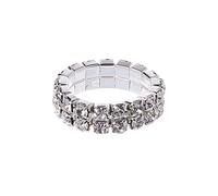 SLXLYH Exquisitos anillos con incrustaciones de cristal, elásticos, para compromiso, boda, promesa, joyería, timbre, batería, Metal, aleación.