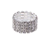 SLXLYH Exquisitos anillos con incrustaciones de cristal, elásticos, para compromiso, boda, promesa, joyería, timbre, batería, Metal, aleación.