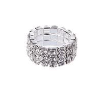 SLXLYH Exquisitos anillos con incrustaciones de cristal, elásticos, para compromiso, boda, promesa, joyería, timbre, batería, Metal, aleación.