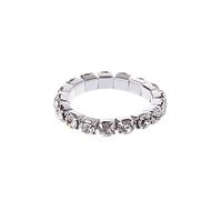 SLXLYH Exquisitos anillos con incrustaciones de cristal, elásticos, para compromiso, boda, promesa, joyería, timbre, batería, Metal, aleación.
