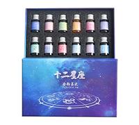 SLXLYH Juego de pluma estilográfica de 12 colores, kit de regalo de caligrafía de colores prémium para dibujar caligrafía de 7 ml/botella embotellada azul y negro