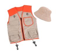 SLXLYH Kits de exploradores al aire libre, chaleco y sombrero, juego de aventuras de la naturaleza, lavable, para niños y niñas, kit de disfraces de Halloween