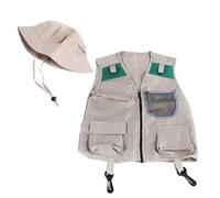 SLXLYH Kits de exploradores al aire libre, chaleco y sombrero, juego de aventuras de la naturaleza, lavable, para niños y niñas, kit de disfraces de Halloween