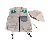SLXLYH Kits de exploradores al aire libre, chaleco y sombrero, juego de aventuras de la naturaleza, lavable, para niños y niñas, kit de disfraces de Halloween