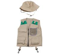 SLXLYH Kits de exploradores al aire libre, chaleco y sombrero, juego de aventuras de la naturaleza, lavable, para niños y niñas, kit de disfraces de Halloween
