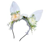 SLXLYH Lovely Bunnies - Diademas elásticas para el pelo de conejo de felpa de Navidad para fiestas y cosplay (blanco)