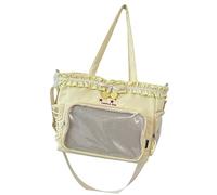 SLXLYH Lovely Itabag - Bolso de hombro de gran capacidad para colgar en el hombro, bolso de mano de moda con lazos de encaje fruncidos cruzados, bolsa cruzada, Amarillo