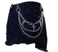 SLXLYH Pantalones de metal multicapa con lazo, accesorio de cintura de moda para mujer con diseños de metal resistentes al óxido para uso diario, See dimensional drawing, aleación