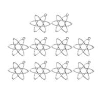 SLXLYH Paquete de 10 colgantes de estructura de átomos de física y química, hallazgos de joyería para entusiastas de la ciencia y fines educativos, 33x26mm, Metal
