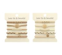 SLXLYH Paquete de 10 pulseras elásticas para el cabello para mujeres y niñas, soporte para cola de caballo para cabello largo y rizado (blanco frijol y shall)