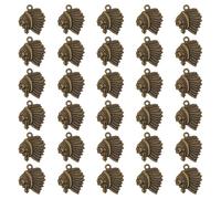 SLXLYH Paquete de 30 colgantes pequeños con cabeza de jefes indios, accesorios tribales para hacer joyas y decoración