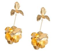 SLXLYH Pendientes de gota geométricos vintage con pétalos de flores para mujer, anillos colgantes de moda, accesorios de fiesta, As shown, Metal