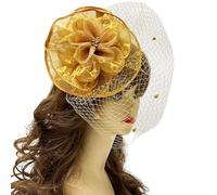 SLXLYH Pinza de encaje para el pelo de los años 20, tocado de bailarina para eventos especiales, bodas, compromisos, noche, peinados (caqui)