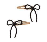 SLXLYH Pinza para el pelo con lazo con cuentas, elegante, pinza para el pelo, pinzas laterales para mujer, 2 unidades (negro, clip de gota de agua)