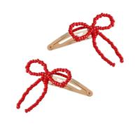 SLXLYH Pinza para el pelo con lazo con cuentas, elegante, pinza para el pelo, pinzas laterales para mujer, 2 unidades (rojo, clip de gota de agua)