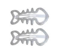 SLXLYH Pinza para el pelo de espina de pez de metal azul suave con purpurina fuerte para deportes, yoga, uso diario (blanco)