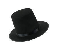 SLXLYH Sombrero vintage de satén con cinta, cinturón de villancicos, muñeco de nieve, accesorio de disfraz para adultos y adolescentes, ocasión formal (banda negra sobre negro, hasta 56 a 59 cm)