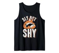 Sly But Shy Cute Fox Introvertido Diseño Desgastado Camiseta sin Mangas