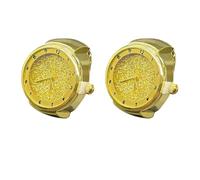 SLYHHZHMY 2 Relojes con Anillos De Moda Relojes De Dedos para Mujeres De Dedos Redondos, Simples, Esfera Elástica, Correas Telescópicas (Gold Star)