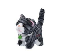 SLYHHZHMY Gatos De Peluche Que Aprenden a Hablar Y Cantar (12 Canciones) Gatos Eléctricos con Luces Coloridas con Rellenos (Grigio Scuro)