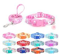 SLZZ Juego de collar para perro con soporte para Airtag de plomo - Collares de perro para macho, hembra, niño, niña, cachorro, XS, pequeño, mediano, grande, caminar, correr, entrenamiento, margaritas