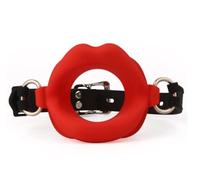 SM alternativa juguete herramienta de tortura pareja sexo mamada bola labios o tipo sexo abridor entrenamiento boca enchufe de silicona apertura gag juguetes sexuales (Red-black-M)