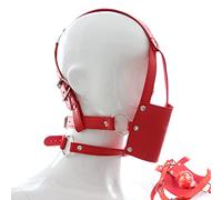 SM Arnés para la cabeza Máscara con mordaza bucal Bola Bondage Arnés para la cabeza de cuero Mordaza bucal de caballo Correas de esclavitud Esclavo Coqueteo Fetiche ajustable Juguetes sexuales