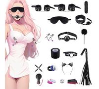 SM Bondage Kit, 18 Piezas Juguetes Eróticos Parejas con Sexual Esposas Vibradorador Mujer, BDSM Restraints Kits Ajustable Juguetes Eróticos para Pareja Adultos Principiantes