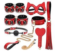 SM Bondage Set Esposas Boca Mordaza Collar Abrazaderas para Pezones Máscara para Ojos Látigo Conjunto de Sujeción 8 Piezas Fetiche Juguetes Sexuales Extremos para Parejas Mujeres y Hombres
