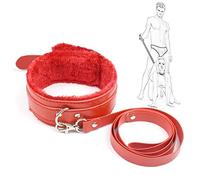 SM Collar Collar Ancho de Cuero para Mujer con Felpa Acolchada y Correa Collar Bondage erótico Collar Gargantilla Collar de Esclavitud Juego de Roles Juguete Sexual para Mujer